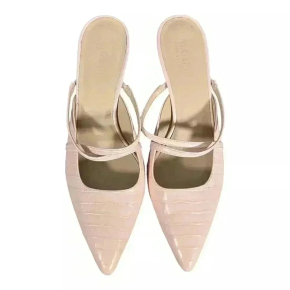 M. Gemi Shoes Pump Heel Pointed Toe Beige Blush Pink 9/40 - Picture 4 of 8